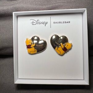Disney BaubleBar Winnie the Pooh Valentines Day Earrings Gold Hearts Love